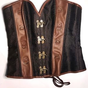 Steampunk vintage corset faux leather Sz XL